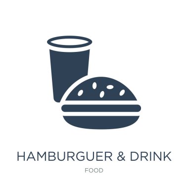 hamburguer ve içki simge vektör simgelerindeki beyaz arka plan, hamburguer ve içki trendy doldurulmuş gıda Collection