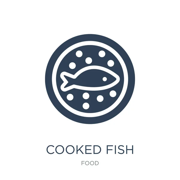 Vector Icono Pescado Cocido Sobre Fondo Blanco Pescado Cocinado Iconos — Vector de stock