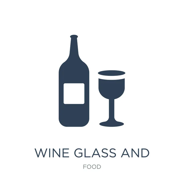 Gıda Koleksiyonundan Şarap Cam Şişe Simge Vektör Dolu Beyaz Arka — Stok Vektör