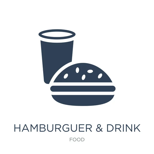 Hamburguer Drink Icon Vector Sfondo Bianco Hamburguer Drink Icone Trendy — Vettoriale Stock