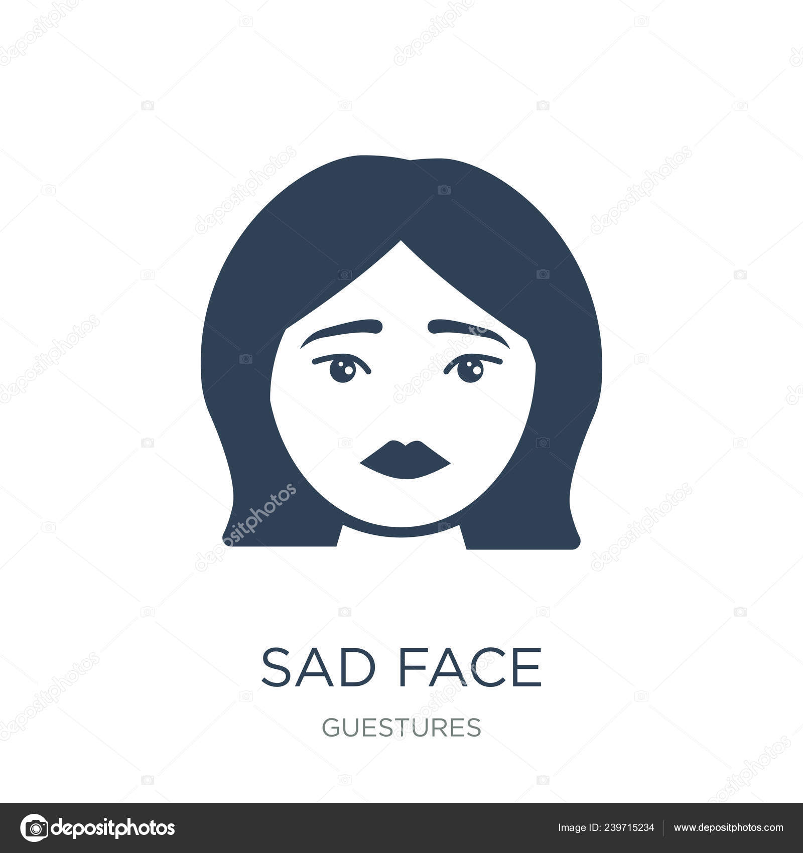 Sad Face Icon Vector White Background Sad Face Trendy Filled