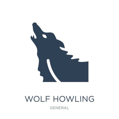 Beyaz arka plan üzerinde simge vektör uluyan kurt, kurt uluyan trendy genel koleksiyon simgeler dolu.