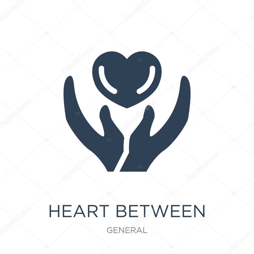 heart between hands icon vector on white background, heart between hands trendy filled icons from General collection