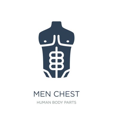Erkekler göğüs simge vektör beyaz arka planda Erkekler göğüs trendy insan vücudu parçaları toplama simgeler dolu.