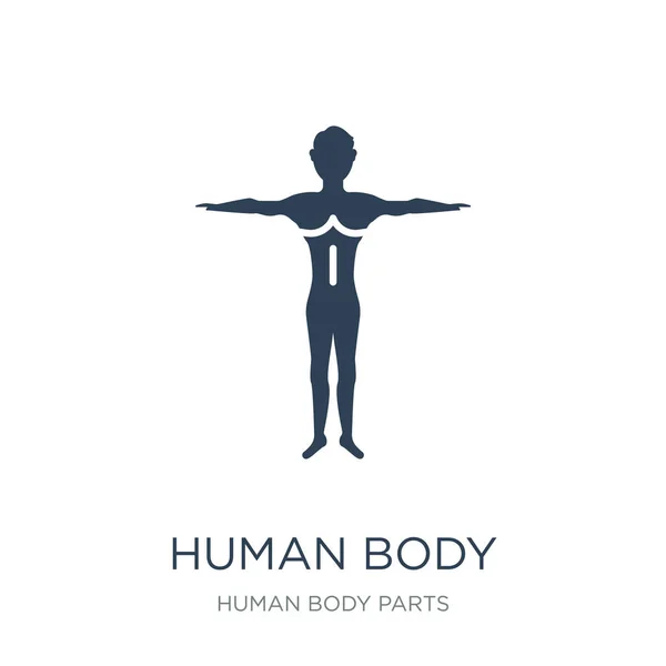 人体站立黑色图标向量在白色背景 人的身体站立黑色时尚填装图标从人体零件收藏 — 图库矢量图片