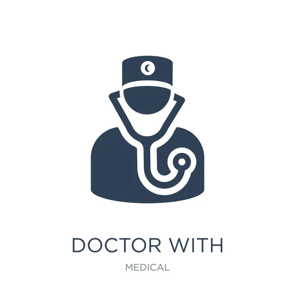 Arzt Mit Stethoskop Icon Vektor Auf Weißem Hintergrund Arzt Mit — Stockvektor