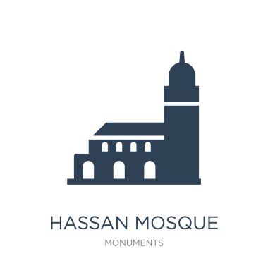 Hassan Camii simge vektör beyaz arka plan üzerinde hassan Camii trendy simgeler anıtlar koleksiyonundan dolu.