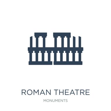 Roma'sındaki merida Tiyatrosu simge vektör beyaz arka plan üzerinde Roma'sındaki merida Tiyatrosu trendy simgeler anıtlar koleksiyonundan dolu.