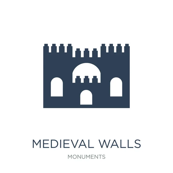 Medieval Walls Avila Icon Vector White Background Medieval Walls Avila — Stock Vector