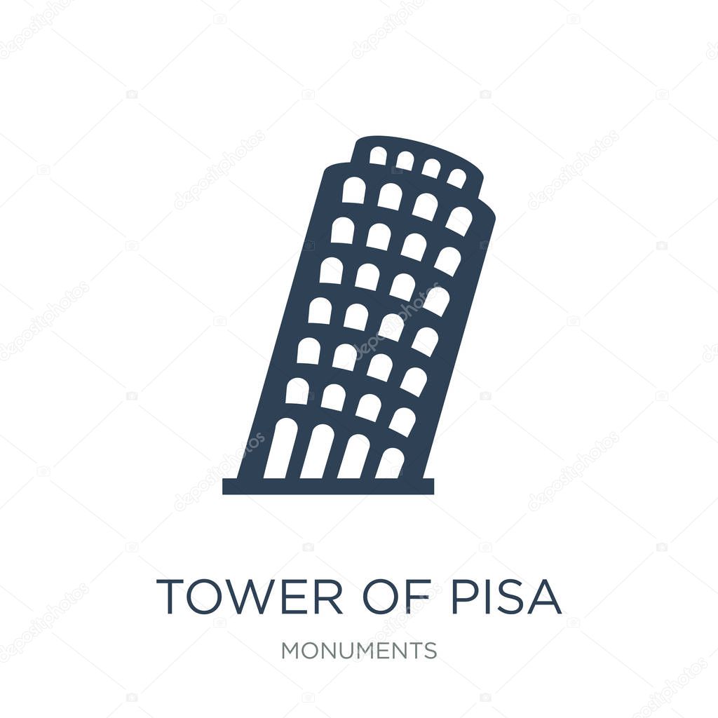 Tower of pisa icon vector on white background, tower of pisa trendy filled icons from Monuments collection