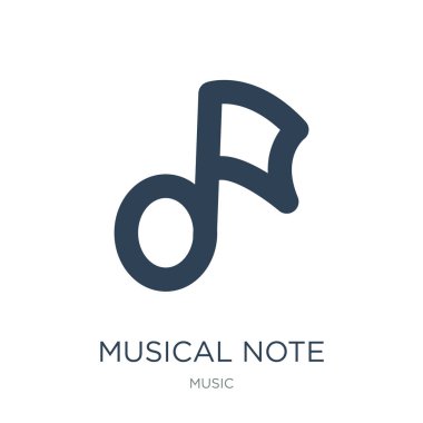 Beyaz arka planda müzik notu simge vektör, nota trendy müzik koleksiyonu simgeler dolu.