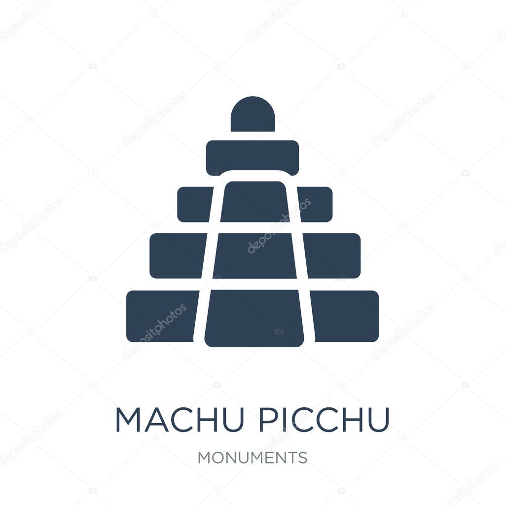 Machu picchu icon vector on white background, machu picchu trendy filled icons from Monuments collection