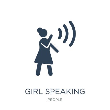 girl speaking icon vector on white background, girl speaking trendy filled icons from People collection clipart
