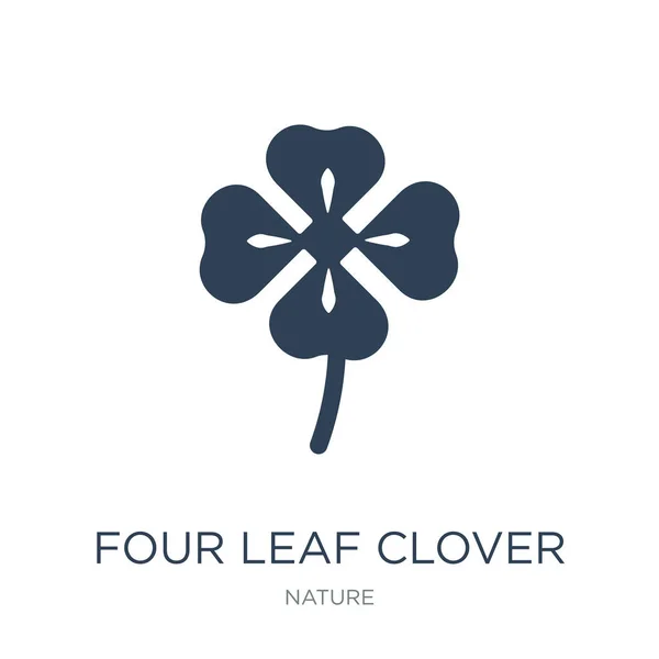 Vier Leaf Clover Pictogram Vector Witte Achtergrond Vier Leaf Clover — Stockvector