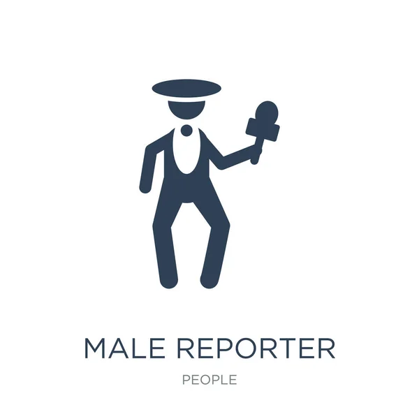 Vector Icono Reportero Masculino Sobre Fondo Blanco Reportero Masculino Iconos — Vector de stock