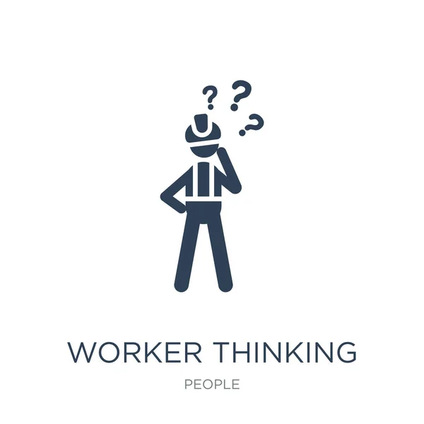Trabalhador Pensando Vetor Ícone Fundo Branco Trabalhador Pensando Ícones Cheios —  Vetores de Stock