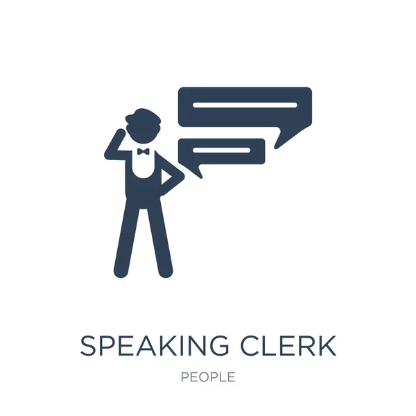 Falando Clerk Ícone Vetor Fundo Branco Falando Clerk Ícones Moda —  Vetores de Stock