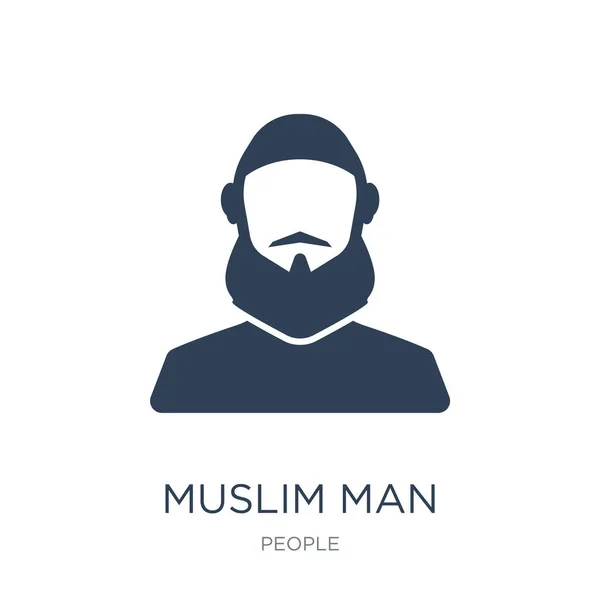 Muslimský Muž Ikona Vektor Bílém Pozadí Muslima Trendy Plné Ikony — Stockový vektor