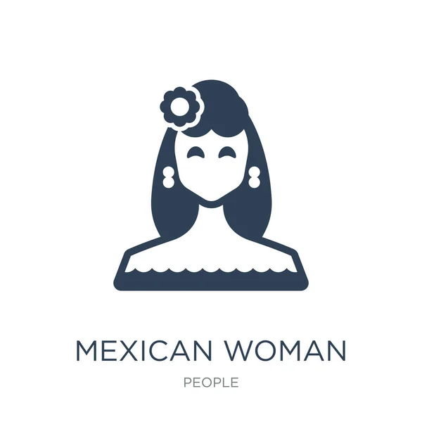 Вектор Значок Мексиканським Жінку Білому Тлі Мексиканським Жінку Модно Бути — стоковий вектор