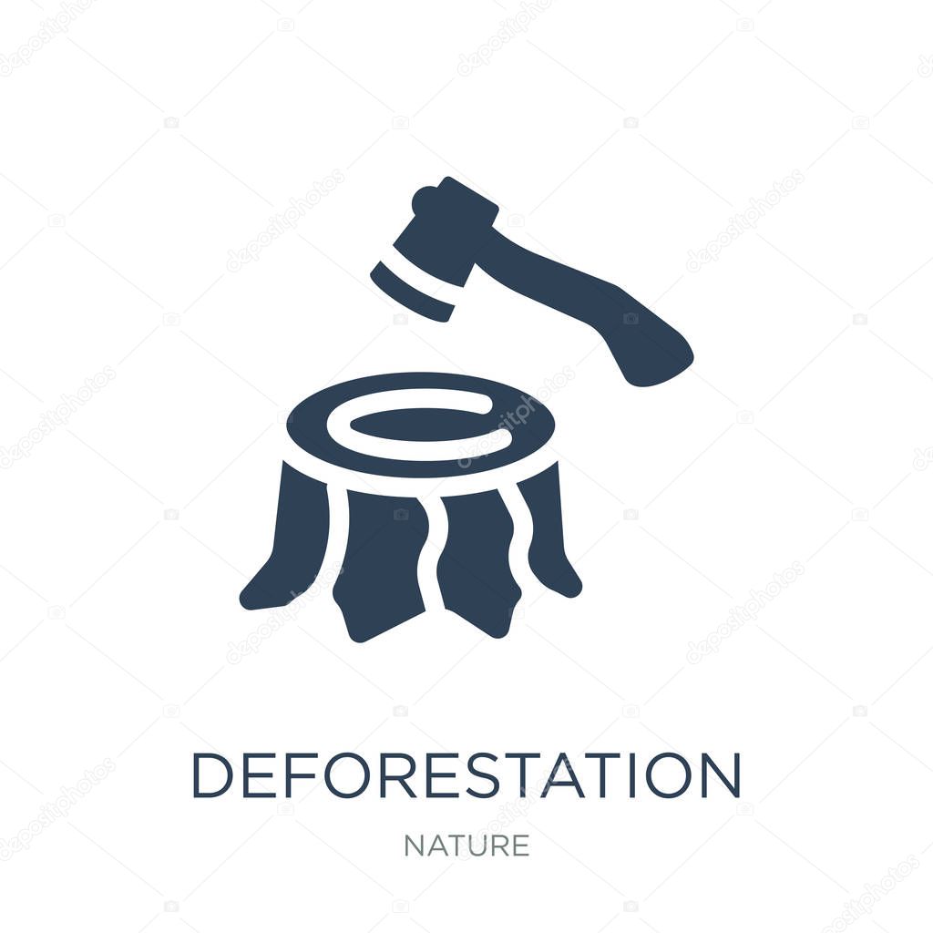 deforestation icon vector on white background, deforestation trendy filled icons from Nature collection