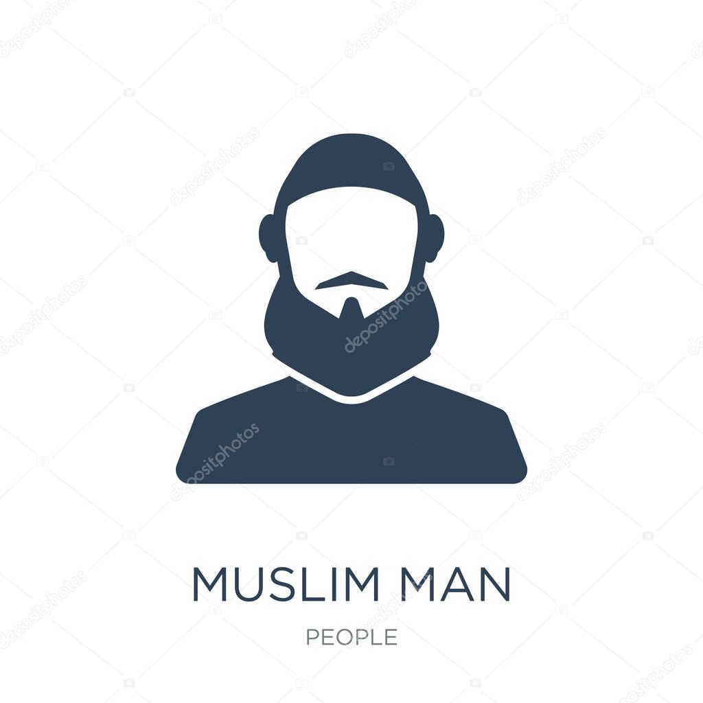 Muslim man icon vector on white background, muslim man trendy filled icons from People collection