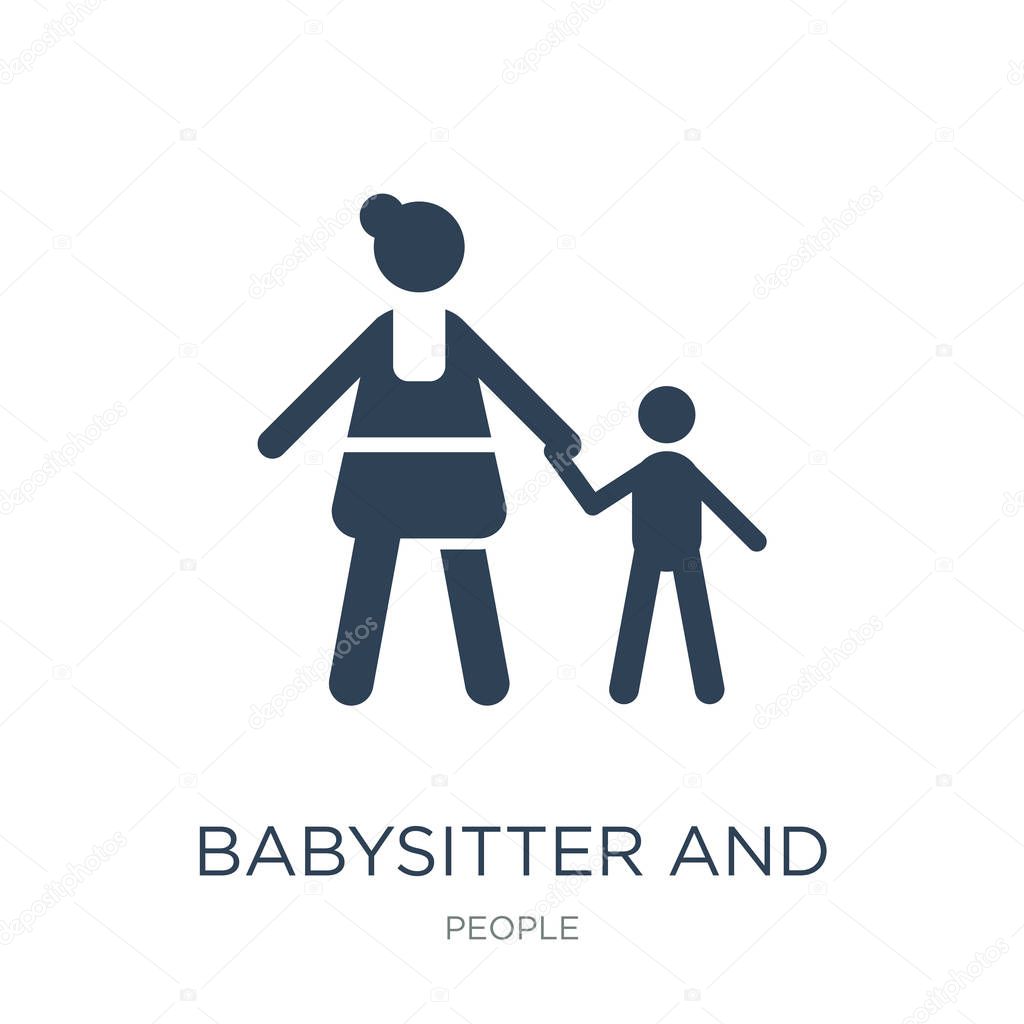 Babysitter and child icon vector on white background, babysitter and child trendy filled icons from People collection