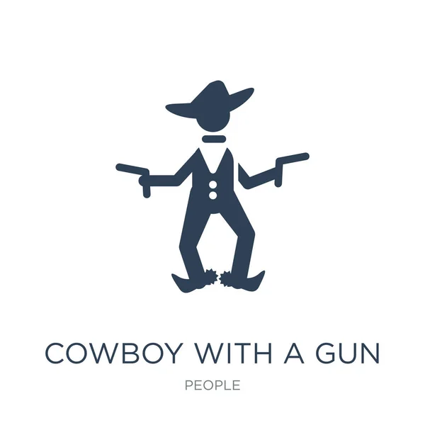 Cowboy Com Vetor Ícone Arma Fundo Branco Cowboy Com Uma — Vetor de Stock