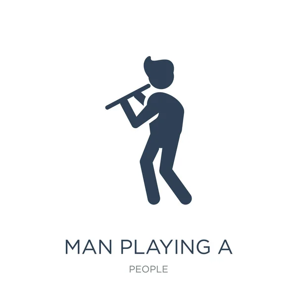 男子在白色背景上演奏长笛图标矢量 男子演奏来自 收藏的长笛时尚的图标 — 图库矢量图片