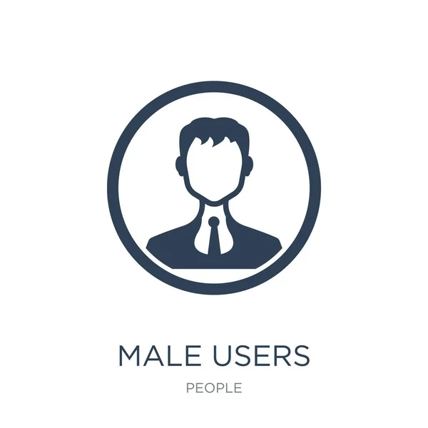 Męskich Użytkowników Wektor Ikona Białym Tle Modny Mężczyzna Użytkownicy Wypełnione — Wektor stockowy