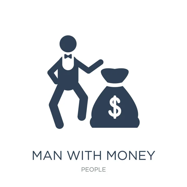 Mann Mit Geld Icon Vektor Auf Weißem Hintergrund Mann Mit — Stockvektor