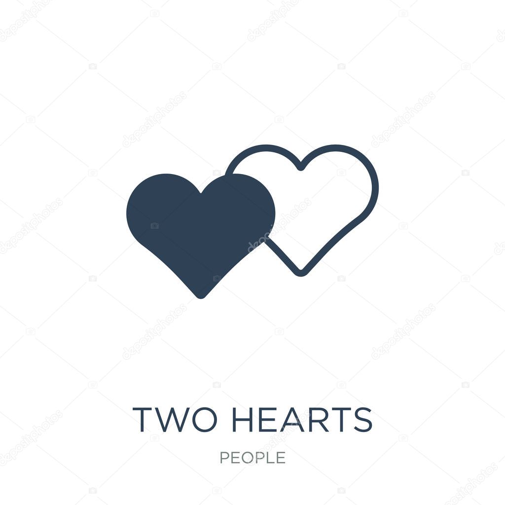 two hearts icon vector on white background, two hearts trendy filled icons from People collection