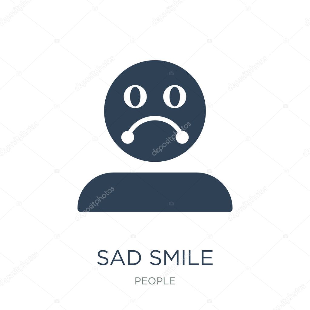 Sad smile icon vector on white background, sad smile trendy filled icons from People collection
