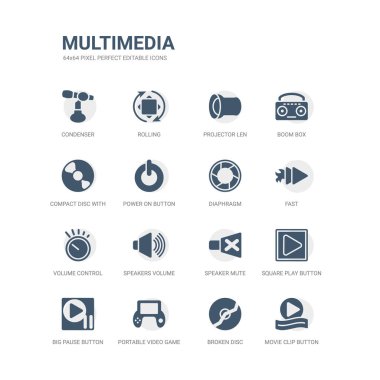 film klibi düğmesi, kırık disk, taşınabilir video oyun console, büyük Duraklat düğmesi, kare gibi simgeleri basit bir set Çal düğmesini, hoparlör sessiz, hoparlör sesi, ses kontrolü, hızlı, diyafram. ile ilgili