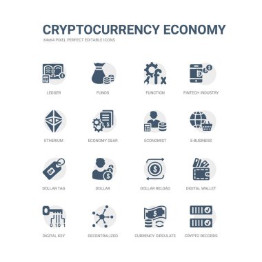 simgeler Kripto kayıtları gibi basit set, para birimi dolaşımda, Adem-i merkeziyetçi, dijital anahtar, dijital cüzdan, Doları doldur, dolar, dolar etiketi, e-iş, ekonomist. ilgili cryptocurrency Ekonomi