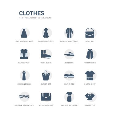 basit gibi kapalı omuzlu elbise, çantası, çekim güneş gözlüğü, v boyun gömlek, düz ayakkabı, kova çanta, şifon elbise, harem pantolon, uyuyanlar bol dökümlü üst simgeler kümesi. ilgili giysi simgeler