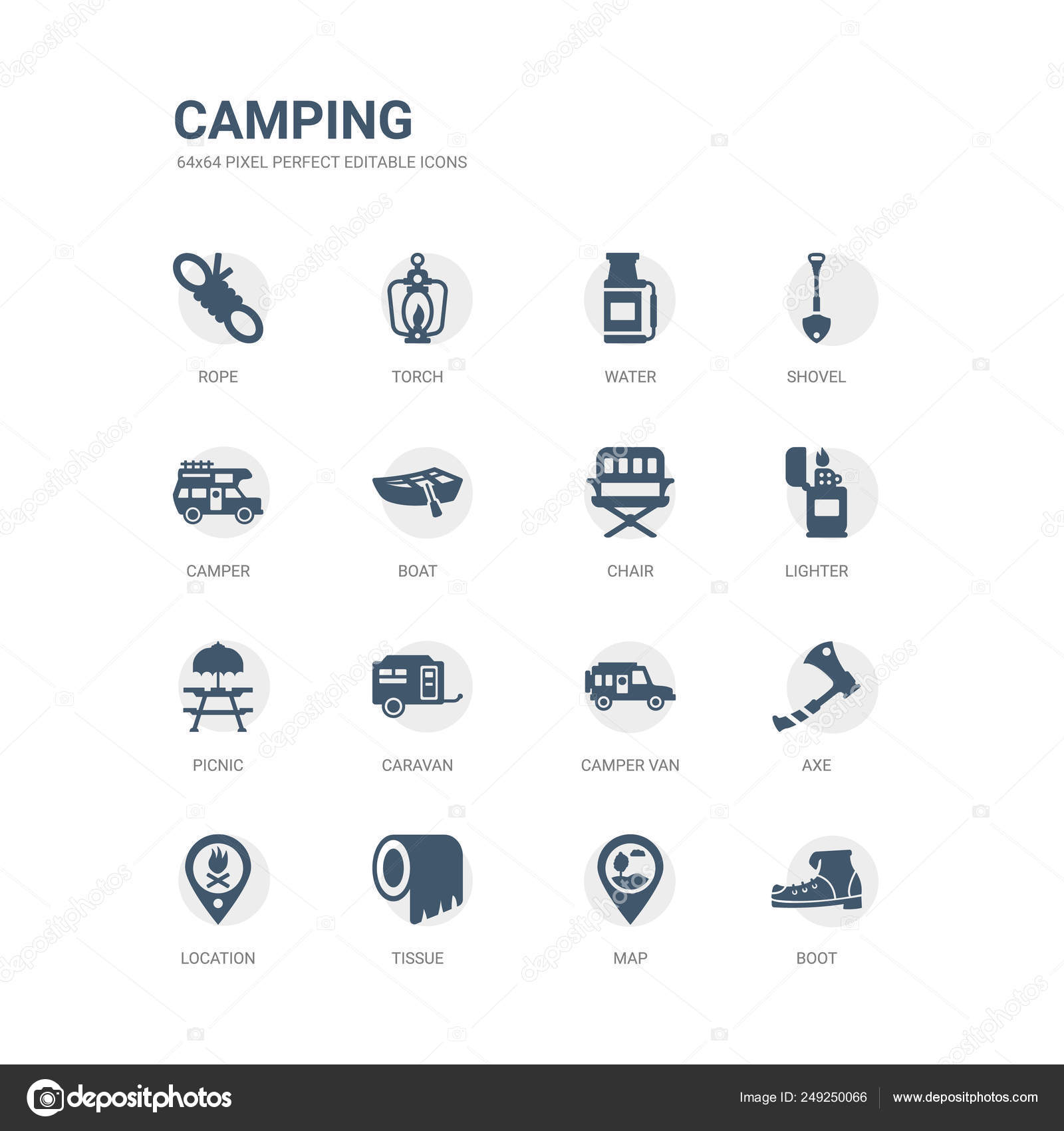 Simple Set Of Icons Such As Boot Map Tissue Location Axe