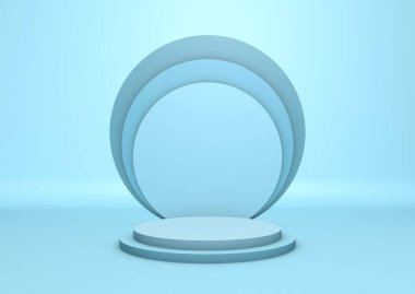 Ürün için podyum raf, mavi arkaplan