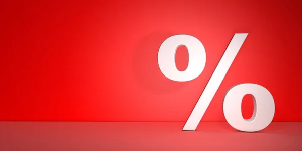 Percentage sign with volume on red background - percentage concept with space for copy