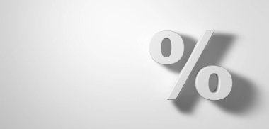 Kopyalama alanı olan beyaz minimalist yüzde sembolü