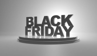 Kara Cuma yazıları sunum podyumunda arka planda.