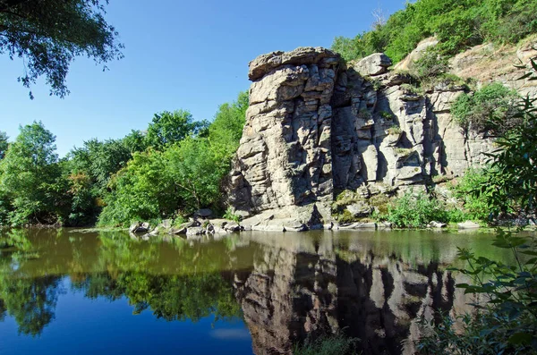 Скелі Березі Річки Буки Каньйон Черкаська Область Україна — стокове фото