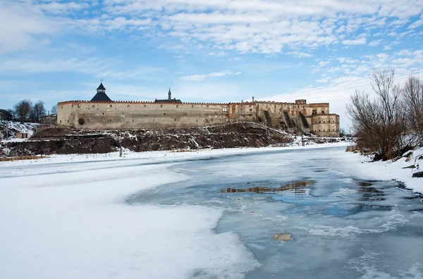 Old Fortress Banks River Medzhybizh Winter Khmelnytsky Region Ukraine Horizontal — Stock Photo, Image