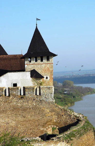 Medieval Fortress Towers Defensive Walls Khotyn Chernivtsi Region Ukraine Vertical — Stock Photo, Image
