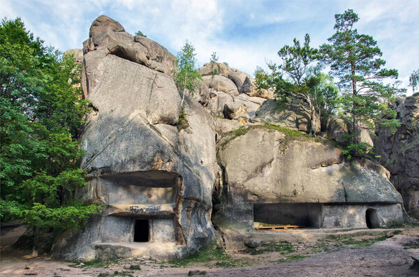 Unusual rocky exits among the trees