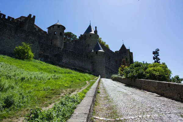 2014 France Carcassonne Augaugust 2014 성으로 길이야 카르카손 요새와 요새들 — 스톡 사진