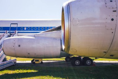 Kiev, Ukrayna - 29 AUGust 2020: Ukrayna 'nın Zhulyany Devlet Havacılık Müzesi' nde Ilyushin Il-86 