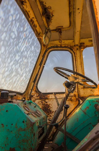 Cabine Van Oude Roestige Trekker Een Strand Tractor Voor Het — Stockfoto