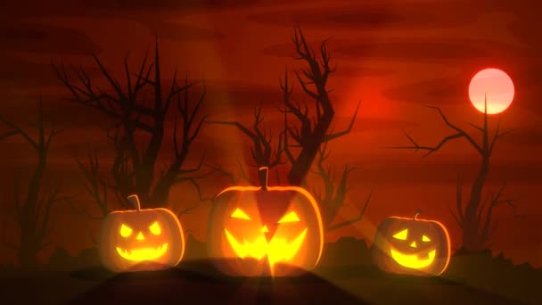 Fondo Animado Loopable Sin Costuras Halloween Con Calabazas Aterradoras — Vídeo de stock