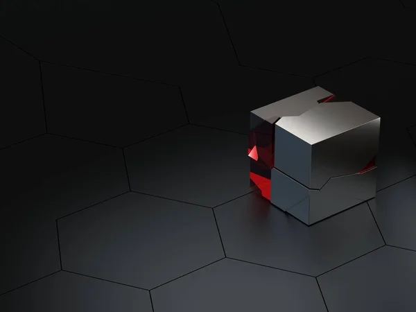 Soyut yüksek pürüzlülük cam ve metal küpleri 3d render teknik ya da bilim-kurgu arka plan detayları. Görüntüleme amacıyla aygıt ya da becerikli alet gibi her türlü için şablon