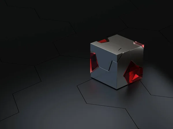 Soyut yüksek pürüzlülük cam ve metal küpleri 3d render teknik ya da bilim-kurgu arka plan detayları. Görüntüleme amacıyla aygıt ya da becerikli alet gibi her türlü için şablon